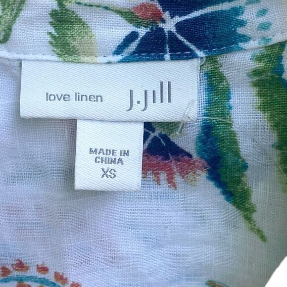 J.Jill Love Linen Sleeveless Shirt Dress XS Floral Button Front Summer Casual - Picture 6 of 6